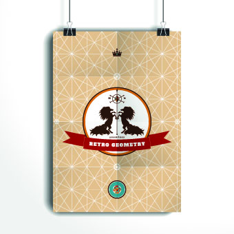 Retro geometry advertising background vector 03