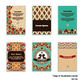 Retro geometry business cards vector 01
