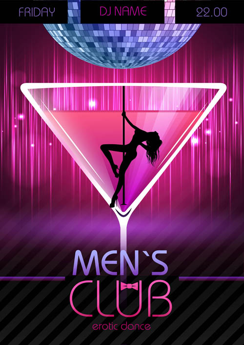 Romantic club cocktail party flyer vector material 01