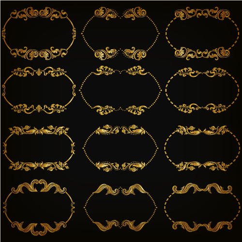 Royal golden frame vectors set 02