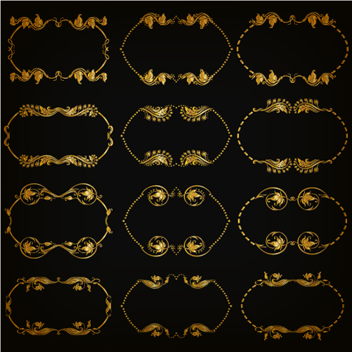 Royal golden frame vectors set 03
