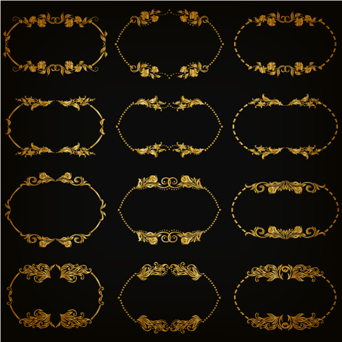 Royal golden frame vectors set 04