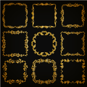 Royal golden frame vectors set 05