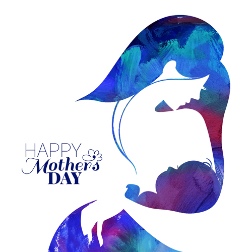 Set of happy mothers day art background vector 02