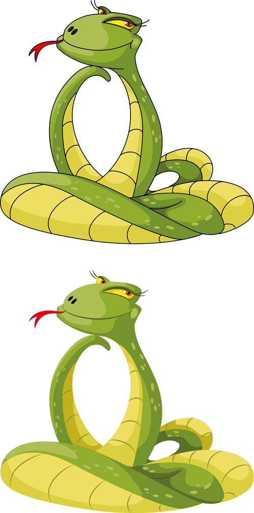 Set of Snake New Year design elements vector 03
