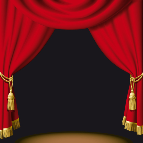 Red curtain for Backstage design vector 03