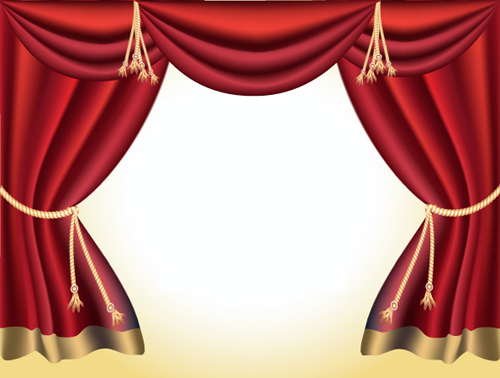 Red curtain for Backstage design vector 04