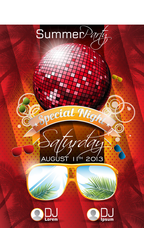 Summer party design elements vector 03