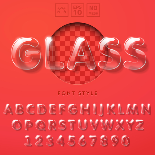 transparent number alphabet 