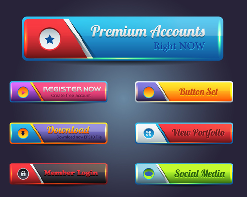 Web Design picture material buttons 