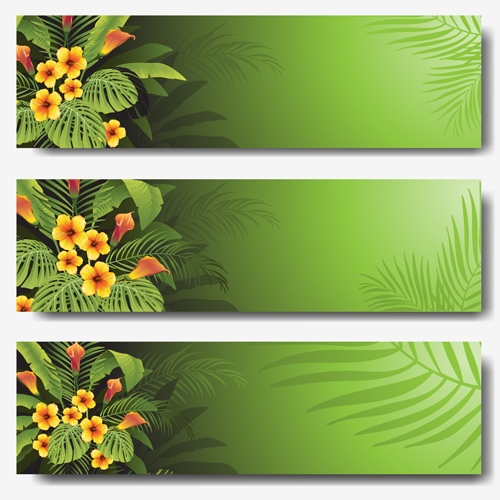 tropical plants green banner 