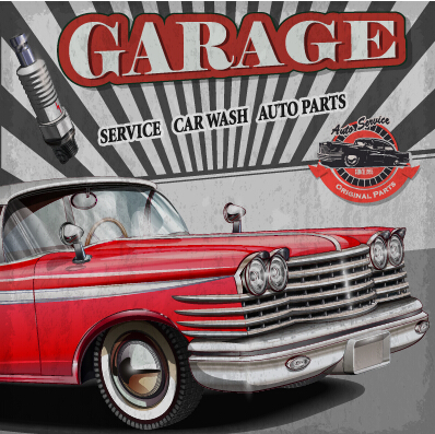 Vintage car poster grunge style vector 02