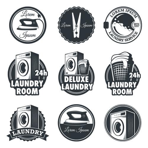 Vintage cleaning service labels vector 01