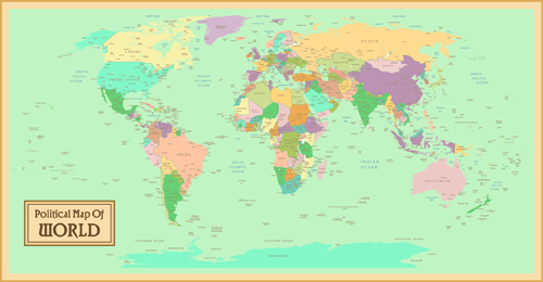 Vintage style political maps set vector 06