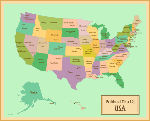 Vintage style political maps set vector 07