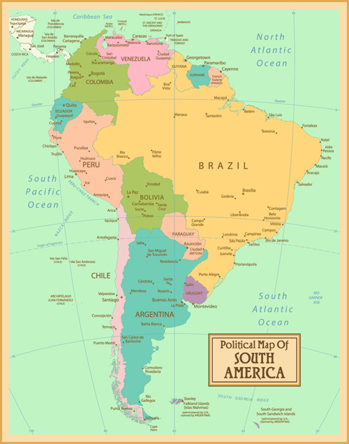 Vintage style political maps set vector 08