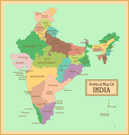 Vintage style political maps set vector 09