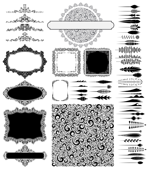Ornaments elements border and frames vecor 01