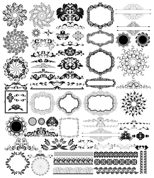 Ornaments elements border and frames vecor 04
