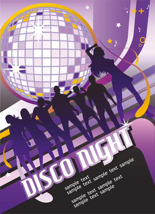 Set of Disco Ball theme background vector 05