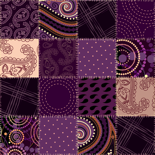 Beautiful fabric patterns vector material 01
