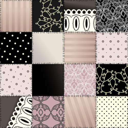 Beautiful fabric patterns vector material 02