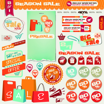 Vintage sale labels and stickers vector