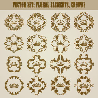 Floral ornaments and borders elements vector 07