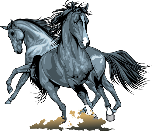 Different Running horses vector 04