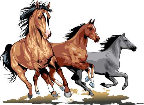 Different Running horses vector 05