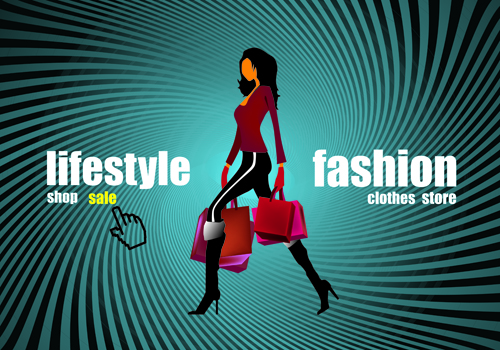 Shopping girl website design elements vector 02