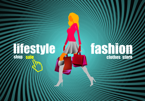 Shopping girl website design elements vector 03