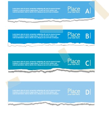 Torn paper colored banner vector set 04