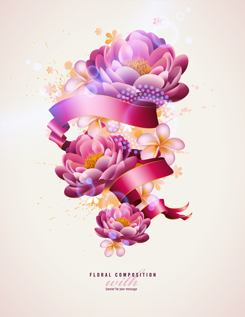 Beautiful Flowers elements background vector 05