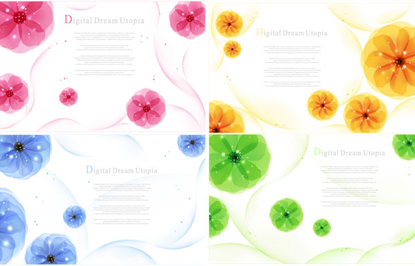 Lovely flowers elements vector graphics