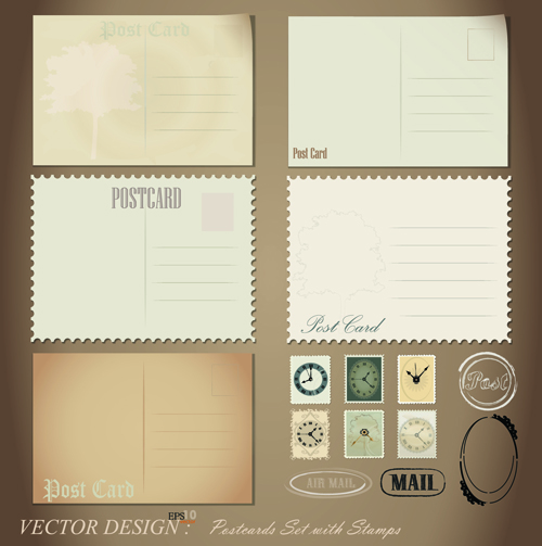 Vintage Stationery ,Stamp and Envelope free Vector 1