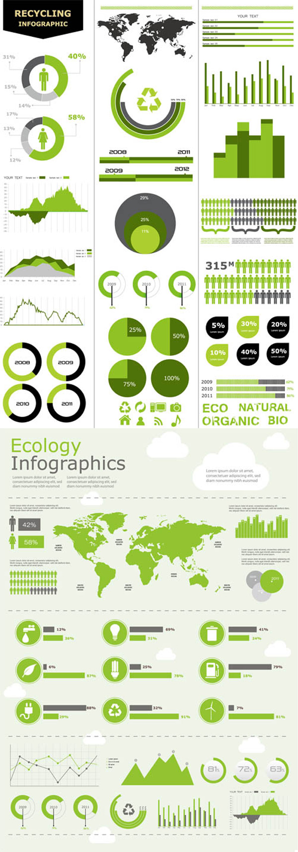 Green information chart vector graphics