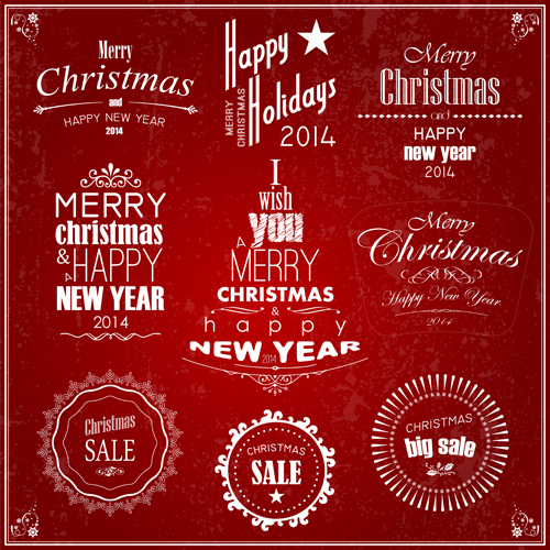 2014 New Year and christmas design elements set vector 02