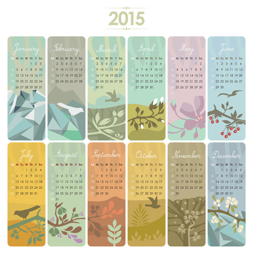 floral cards calendar 2015 