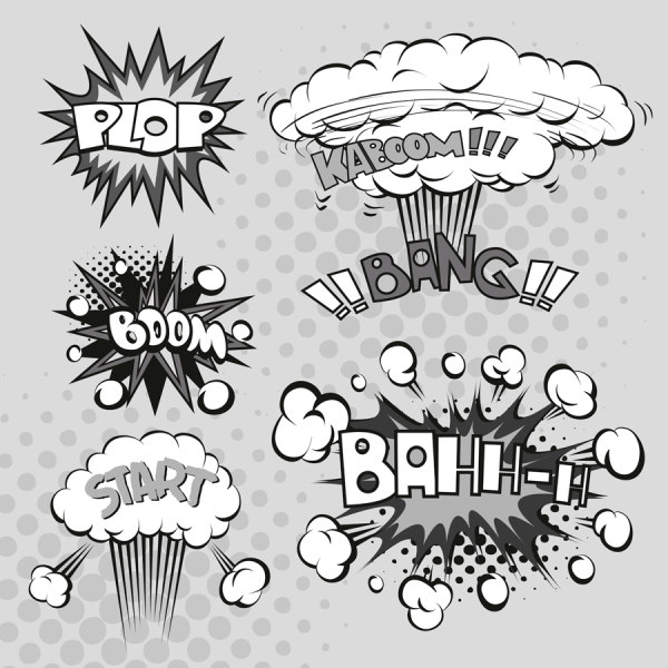 Cartoon explosion frames vector set 08