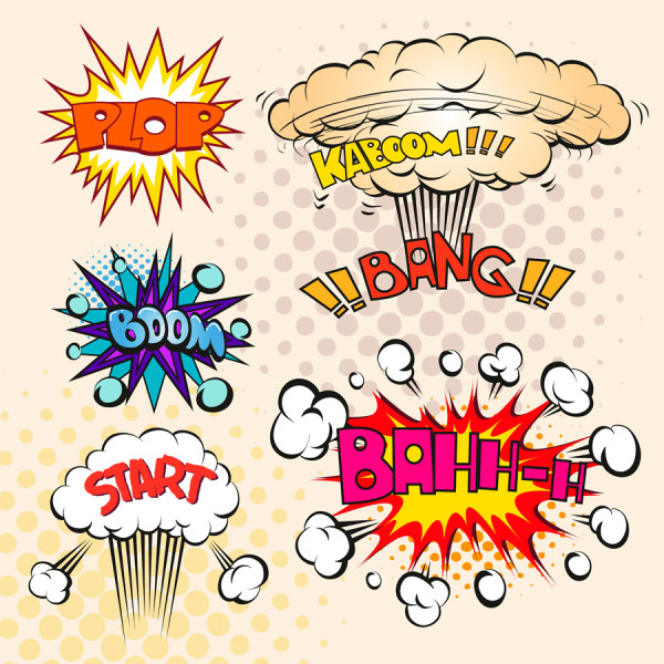 Cartoon explosion frames vector set 09