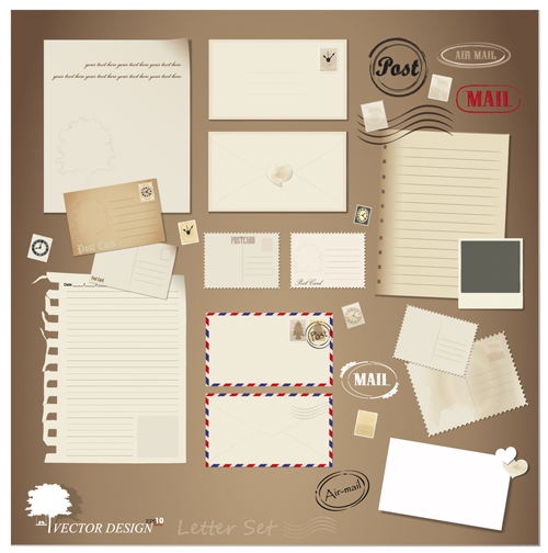 Vintage Stationery ,Stamp and Envelope free Vector 3