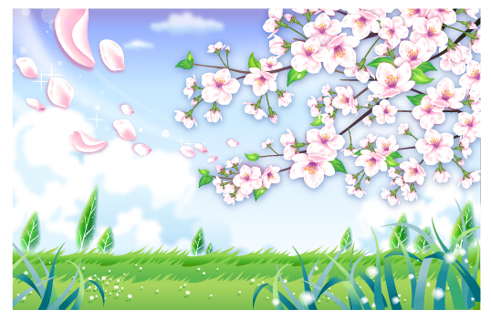 ature landscapes background vector 01 Beautiful flower with nature landscapes background vector 01