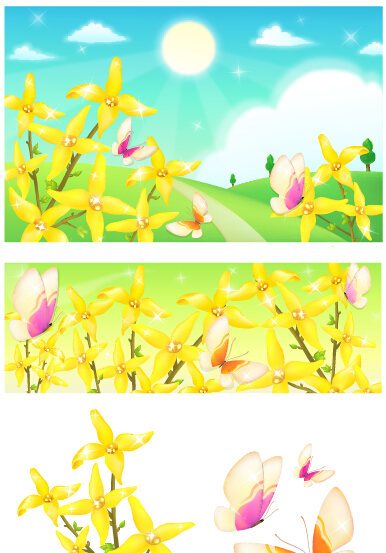 ature landscapes background vector 02 Beautiful flower with nature landscapes background vector 02