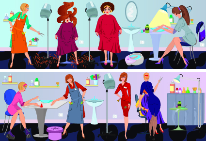 Beauty salon workers design vector 01