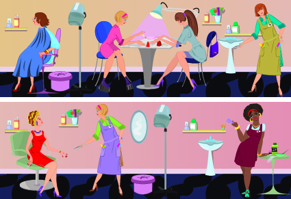 Beauty salon workers design vector 02