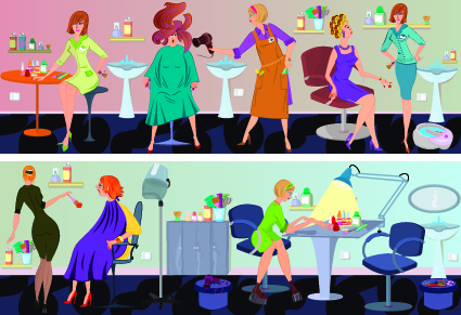 Beauty salon workers design vector 03
