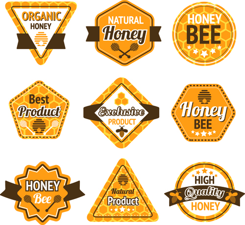 Retro font labels label honey 