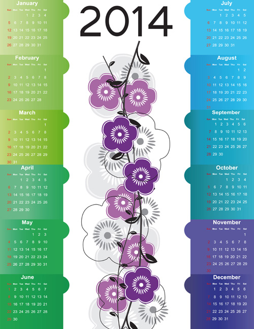 Calendar 2014 vector huge collection 60
