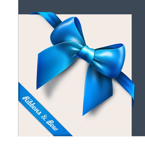 Set of Cards with ribbons and bow vector material 01